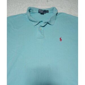 Ralph Lauren Polo Men's 2XL Baby Blue Polo Shirt Pink Pony Size XXL